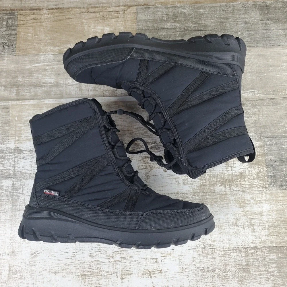 Kamik Snowdon Womens Winter Boots Sz 9 Black Waterproof Fleece Lined Lace Up